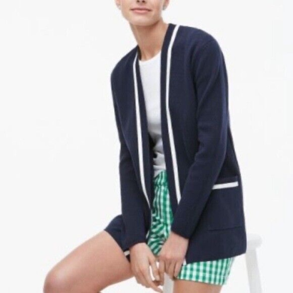 J. Crew Tipped Open Front Cardigan Sweater size small